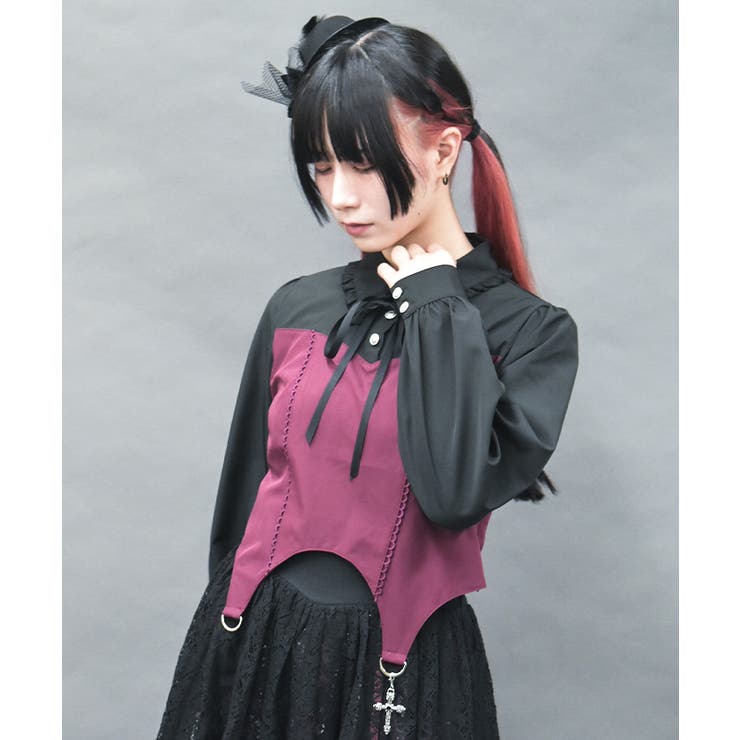 黒 | ガータービスチェデザインブラウス | axes femme