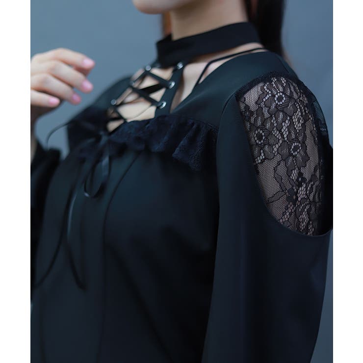 デコルテレースアップブラウス | axes femme | 詳細画像4 