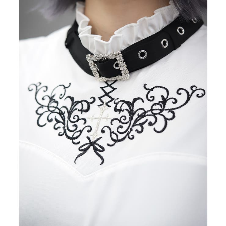 ベルトデザイン刺繍ブラウス | axes femme | 詳細画像4 