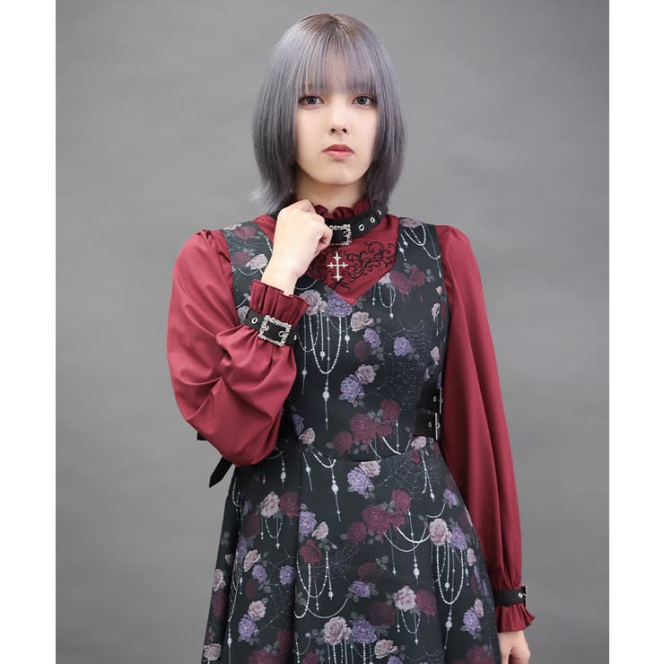 ワイン | ベルトデザイン刺繍ブラウス | axes femme