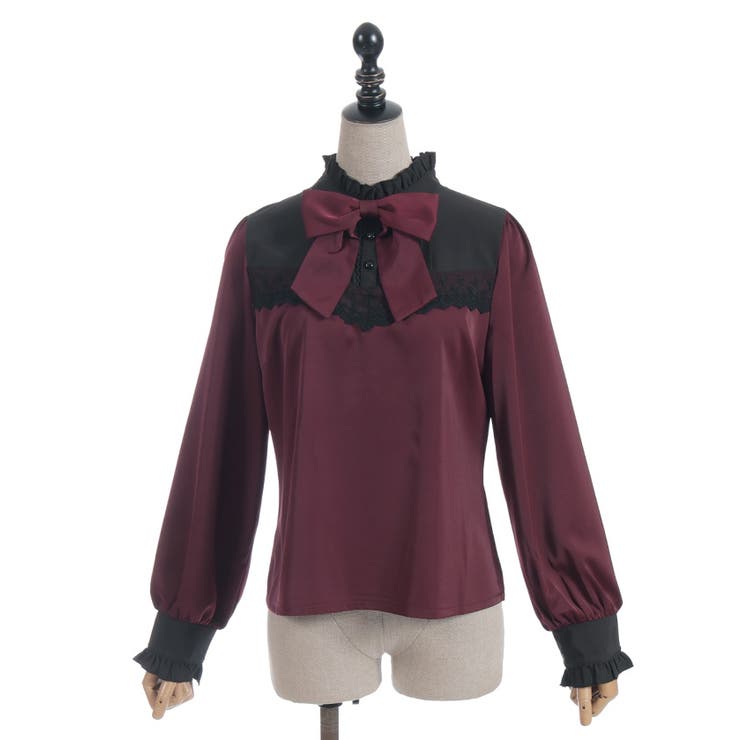 リボンブローチバイカラーブラウス | axes femme | 詳細画像14 