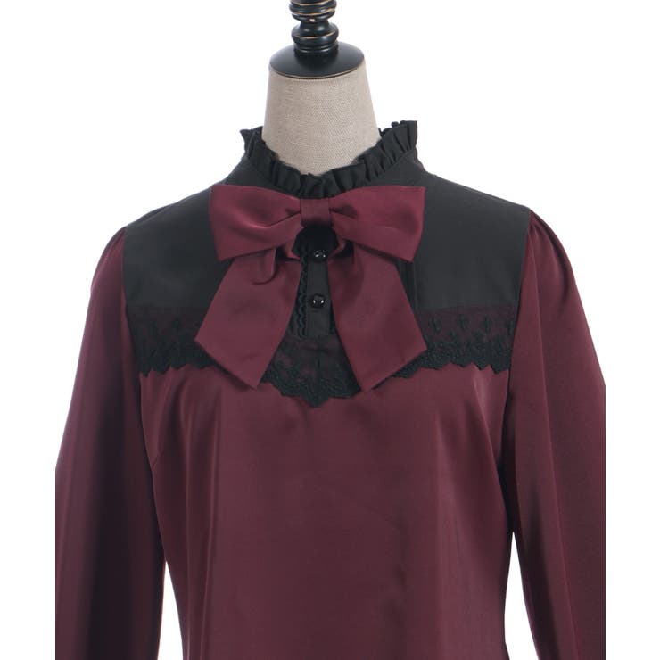 リボンブローチバイカラーブラウス | axes femme | 詳細画像17 