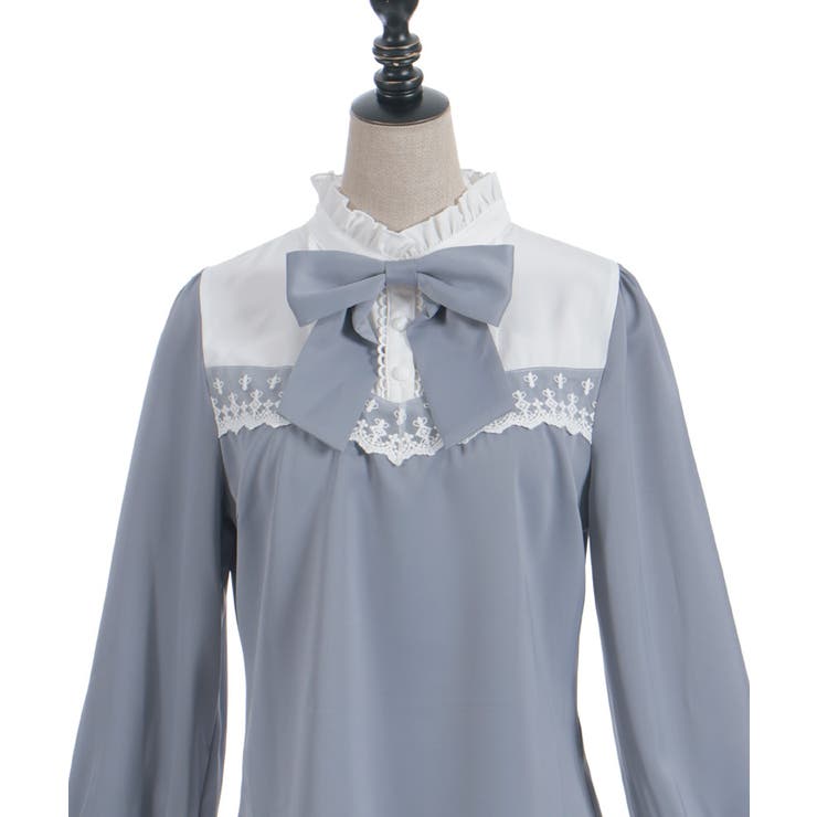 リボンブローチバイカラーブラウス | axes femme | 詳細画像25 