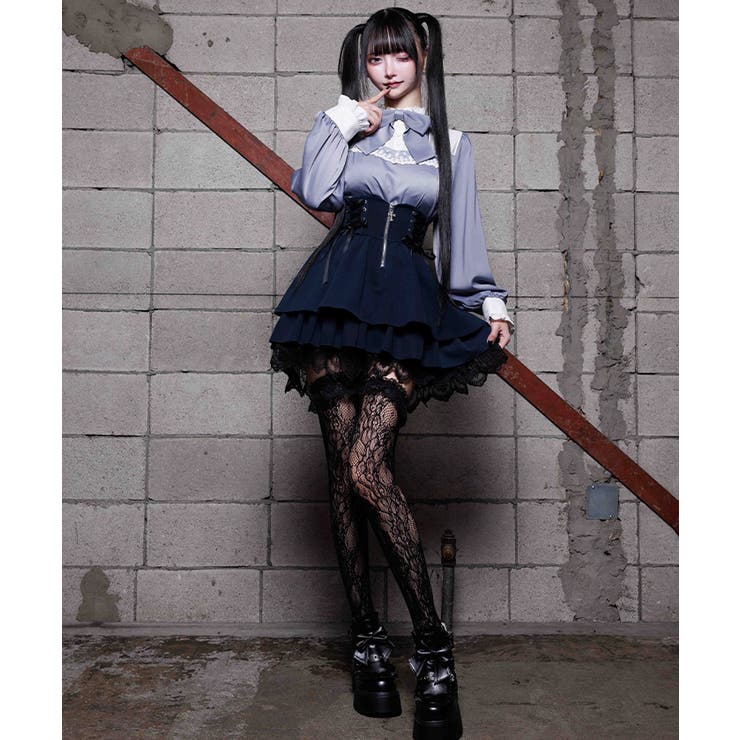 リボンブローチバイカラーブラウス | axes femme | 詳細画像5 