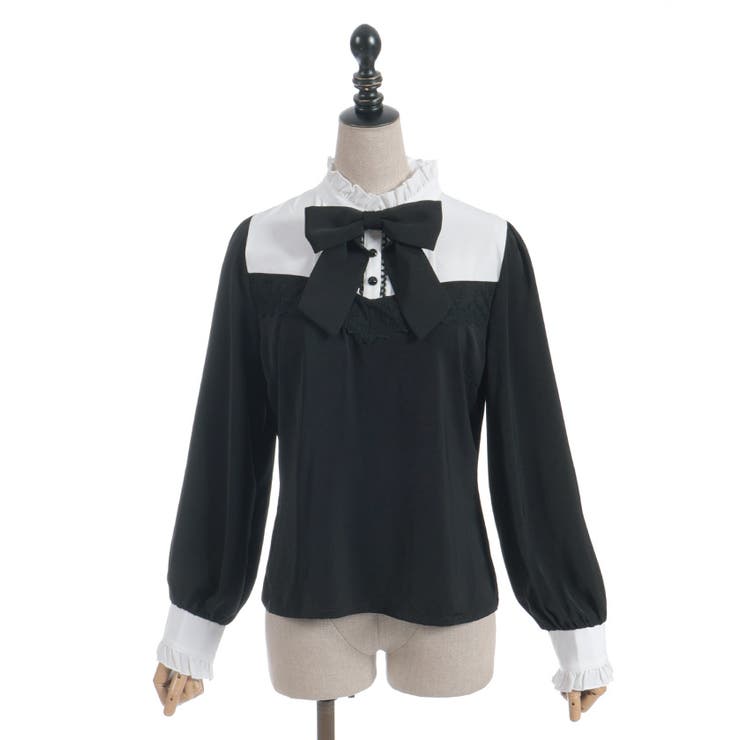 リボンブローチバイカラーブラウス | axes femme | 詳細画像7 