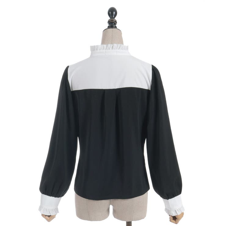 リボンブローチバイカラーブラウス | axes femme | 詳細画像9 