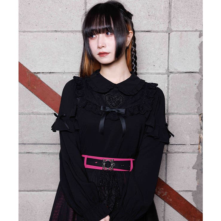 黒 | ハートモチーフレースブラウス | axes femme