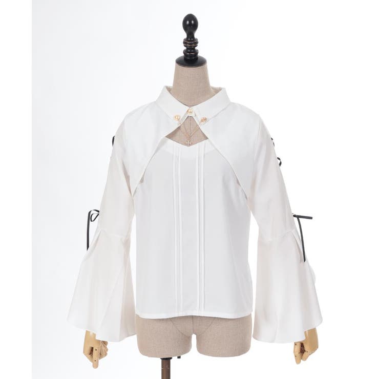 クロスチャーム付長袖ブラウス[品番：IGAW0005373]｜axes femme