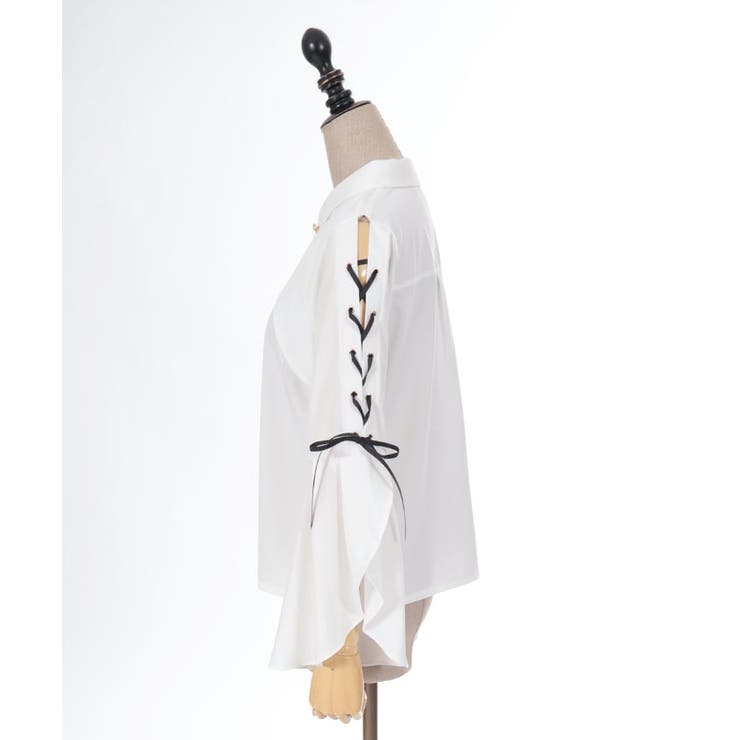クロスチャーム付長袖ブラウス[品番：IGAW0005373]｜axes femme