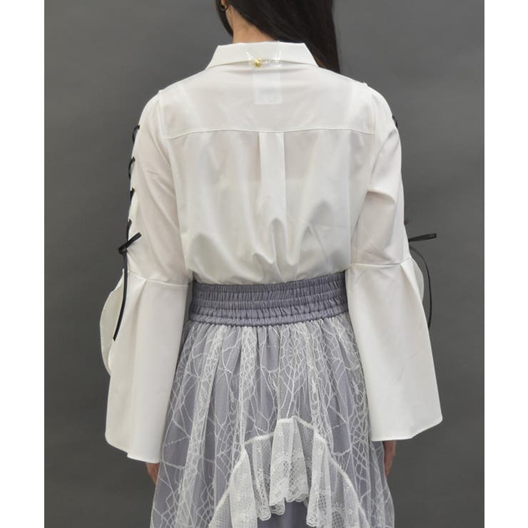 クロスチャーム付長袖ブラウス[品番：IGAW0005373]｜axes femme