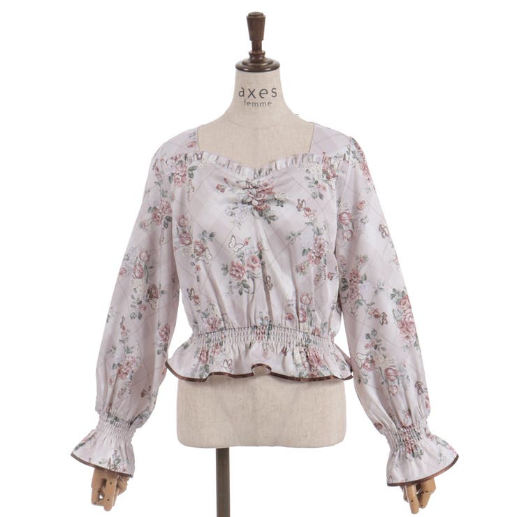 チェック×フラワー柄ブラウス | axes femme | 詳細画像10 