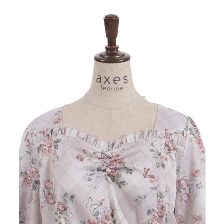 チェック×フラワー柄ブラウス | axes femme | 詳細画像13 