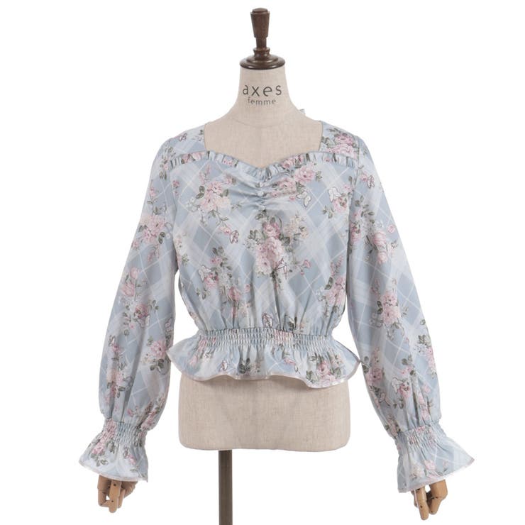 チェック×フラワー柄ブラウス | axes femme | 詳細画像18 