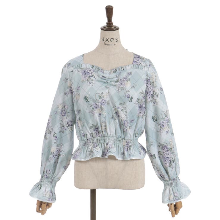 チェック×フラワー柄ブラウス | axes femme | 詳細画像23 