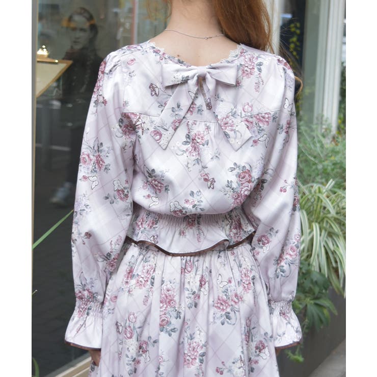 チェック×フラワー柄ブラウス | axes femme | 詳細画像3 