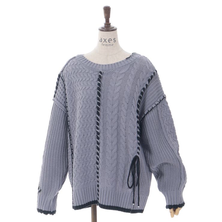 バイカラーステッチニットプルオーバー | axes femme | 詳細画像24