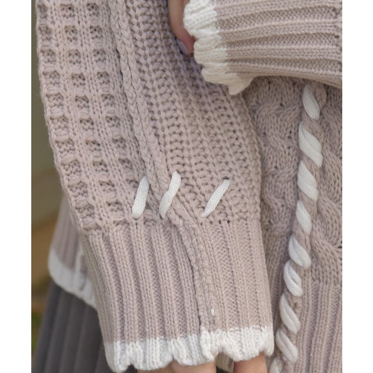 バイカラーステッチニットプルオーバー | axes femme | 詳細画像9