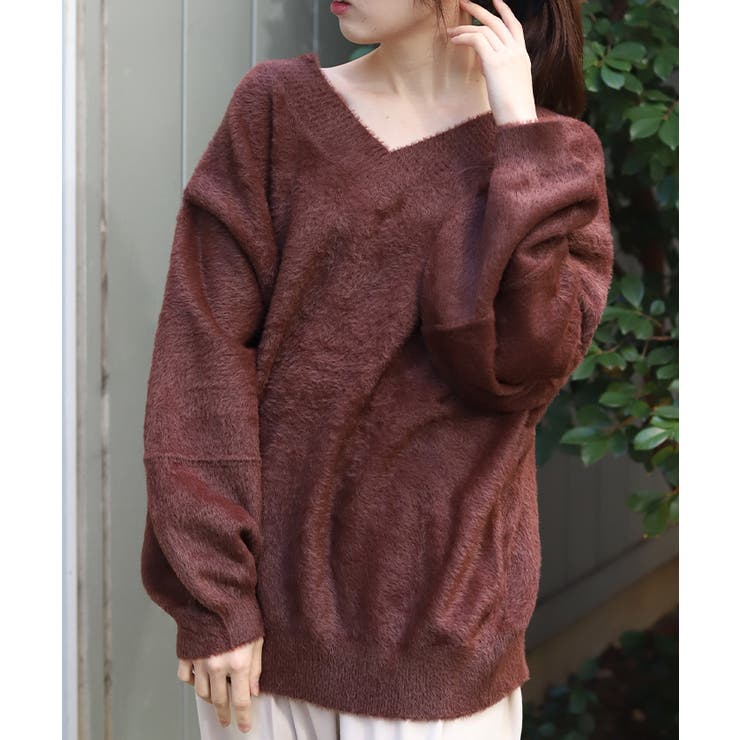 Ｄブラウン | フェザーロングニット | axes femme