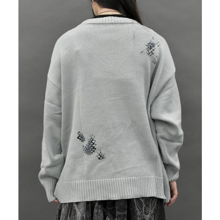 スネークスケールダメージカーディガン | axes femme | 詳細画像3 