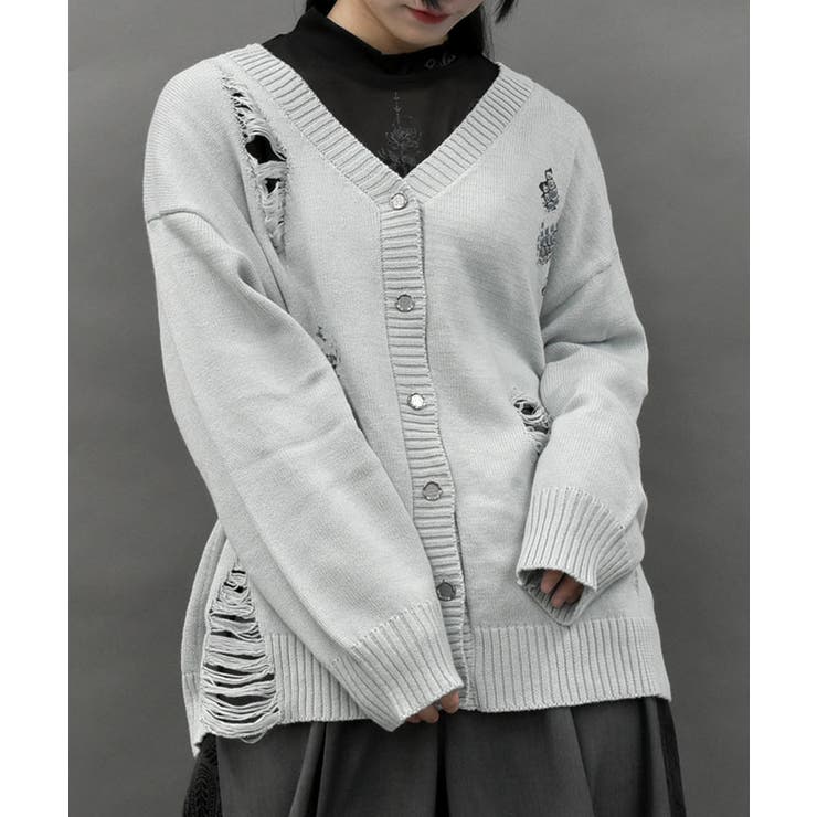 グレー | スネークスケールダメージカーディガン | axes femme
