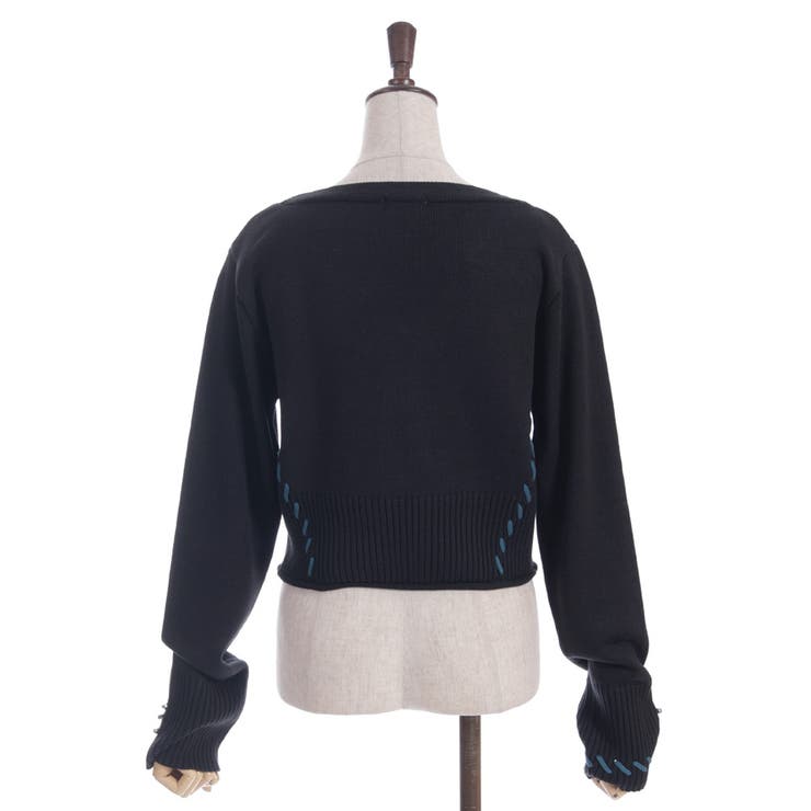 ジップ付ステッチショートカーディガン | axes femme | 詳細画像13 