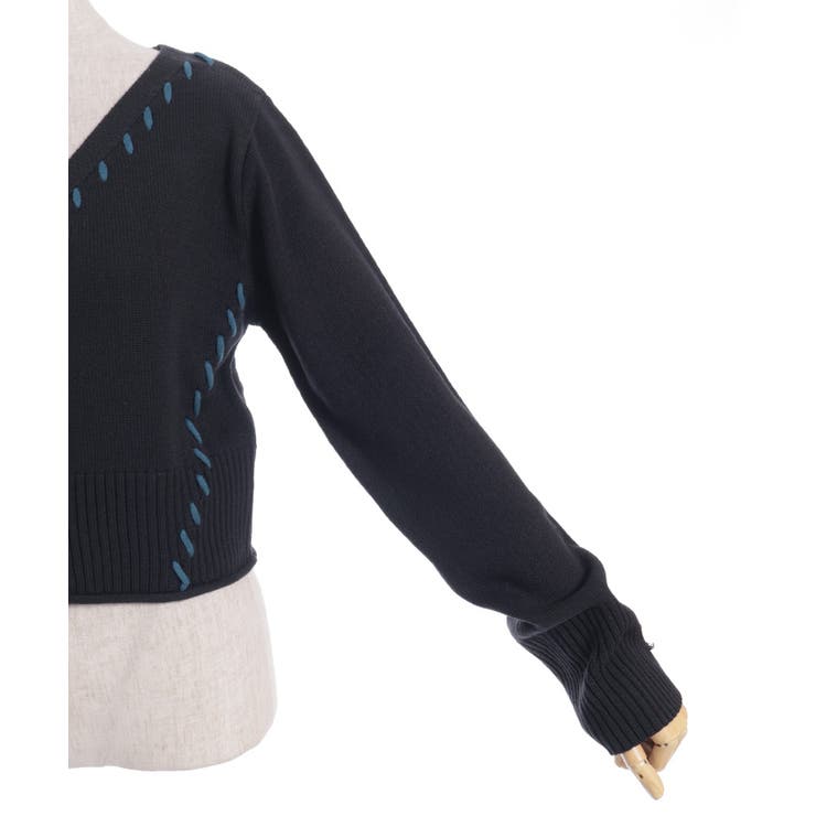 ジップ付ステッチショートカーディガン | axes femme | 詳細画像17 