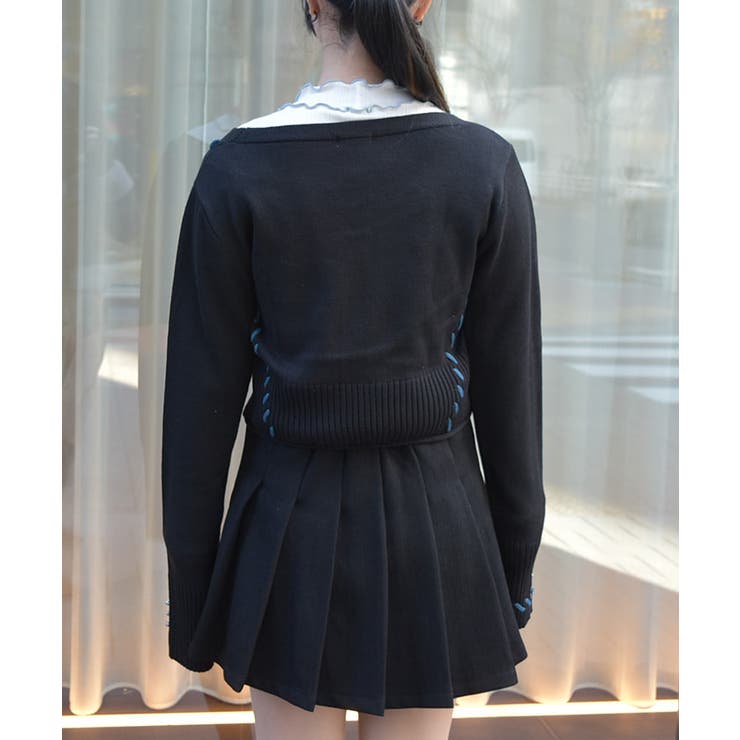 ジップ付ステッチショートカーディガン | axes femme | 詳細画像2 