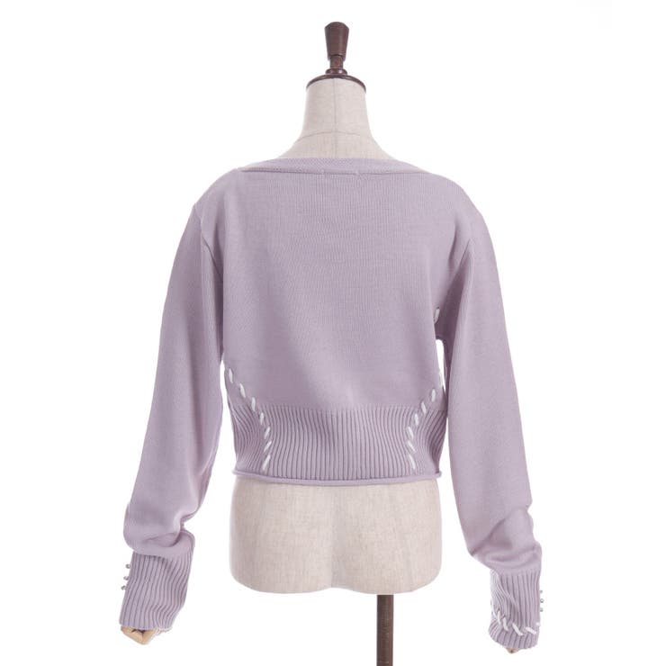 ジップ付ステッチショートカーディガン | axes femme | 詳細画像20 