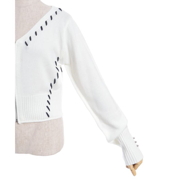 ジップ付ステッチショートカーディガン | axes femme | 詳細画像31 