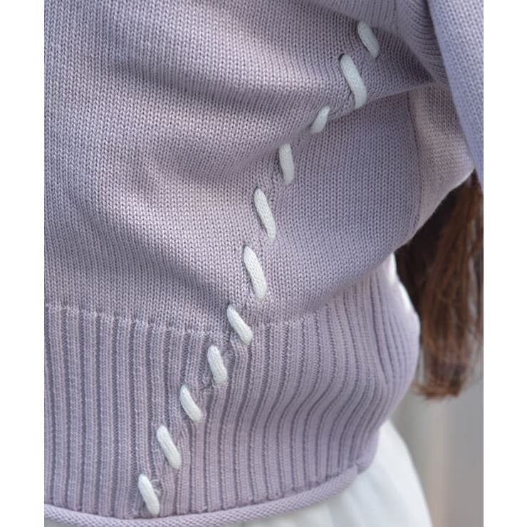 ジップ付ステッチショートカーディガン | axes femme | 詳細画像6 