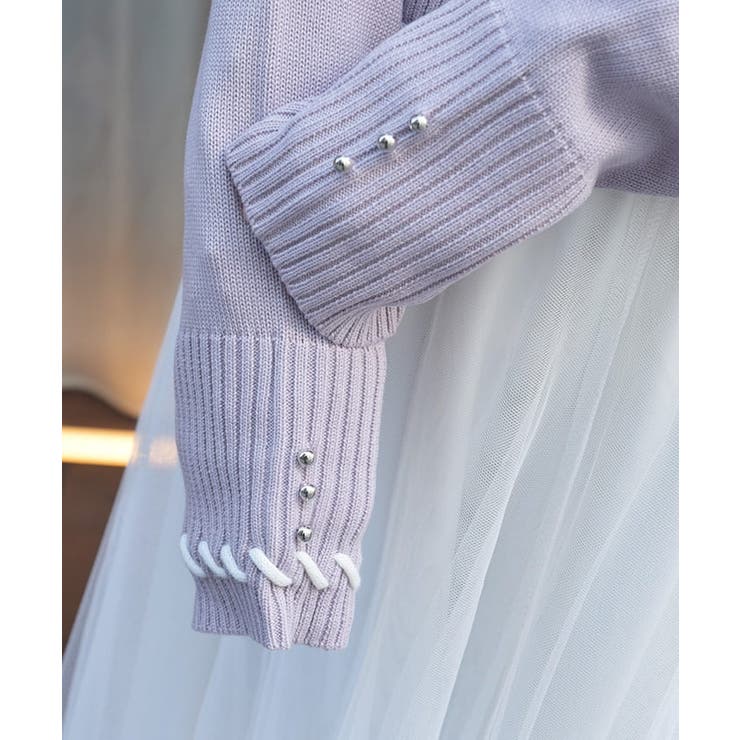 ジップ付ステッチショートカーディガン | axes femme | 詳細画像8 