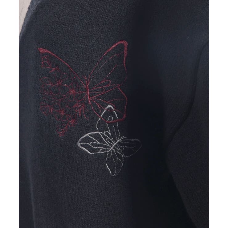 Diagram ディアグラム　カーディガン　刺繍　シースルー　黒 SAKURA刺繍ショートカーディガン | axes femme online