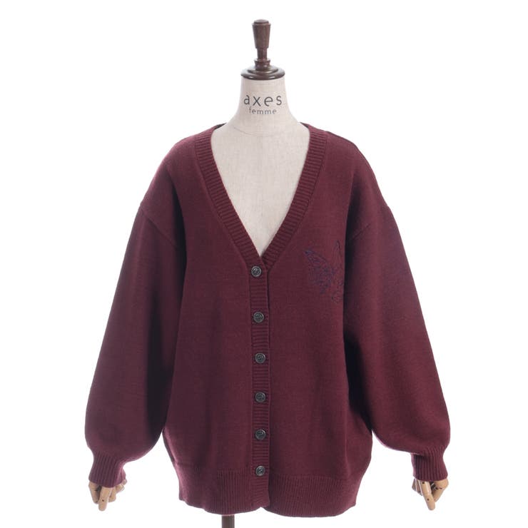 蝶刺繍ロングニットカーディガン | axes femme | 詳細画像15 