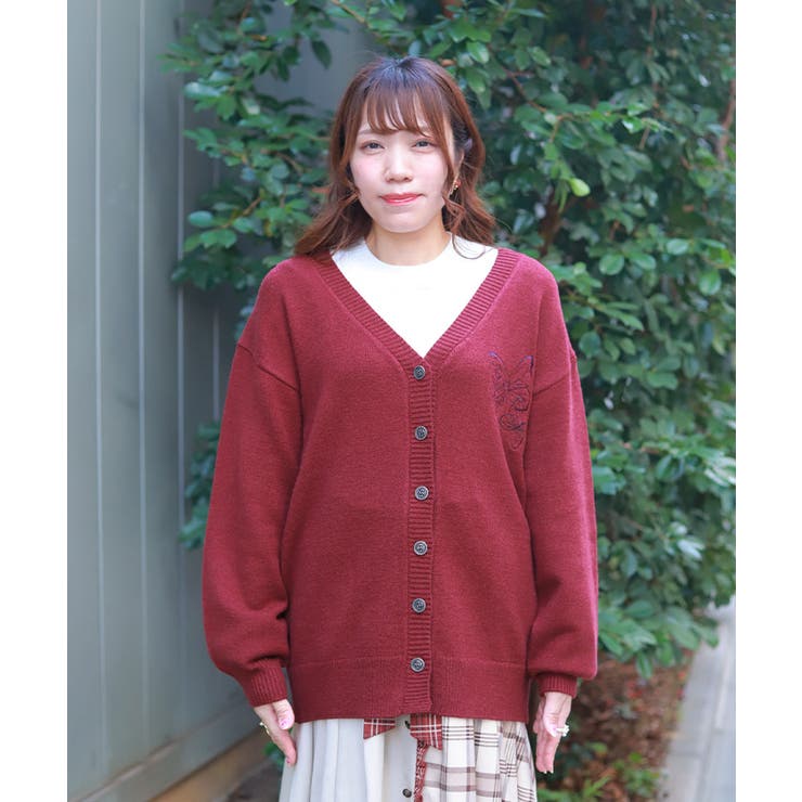 蝶刺繍ロングニットカーディガン | axes femme | 詳細画像4 