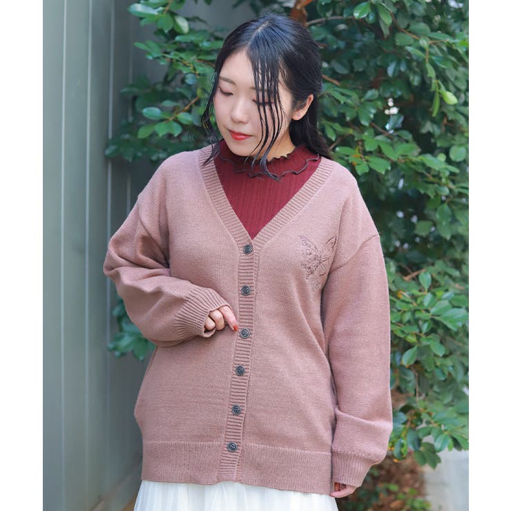 Needles 蝶刺繍 カーディガン グレー/ネイビー Needles 蝶刺繍 カーディガン グレー/ネイビー Needles 蝶刺繍