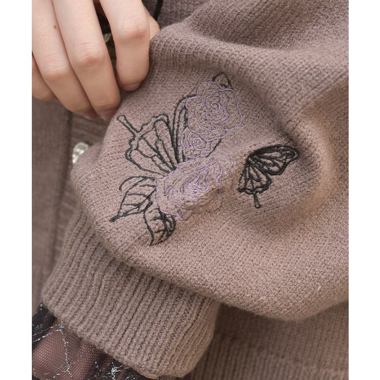薔薇×蝶刺繍ロングカーディガン | axes femme | 詳細画像6 
