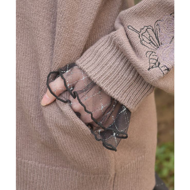 薔薇×蝶刺繍ロングカーディガン | axes femme | 詳細画像7 