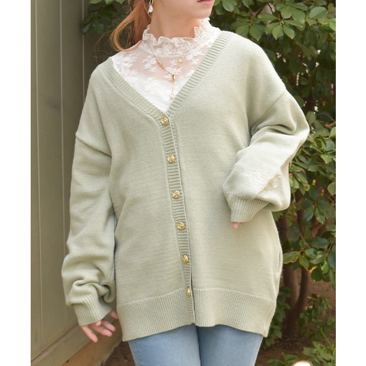 グリーン | 薔薇×蝶刺繍ロングカーディガン | axes femme