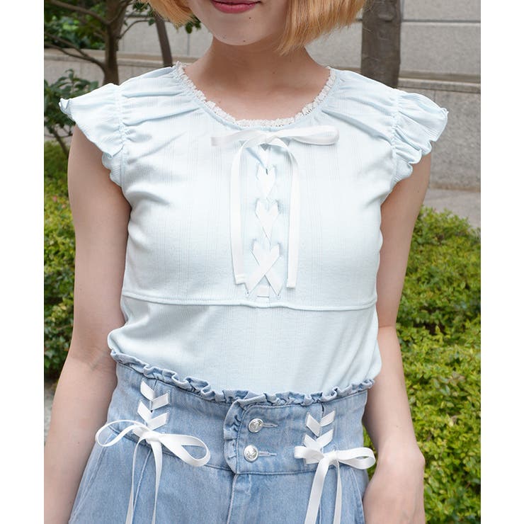 サックス | レースアップギャザータンク | axes femme
