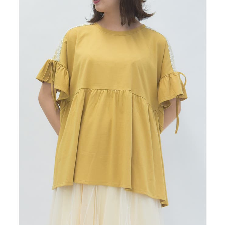 イエロー | 接触冷感切替フレアロングプルオーバー | axes femme