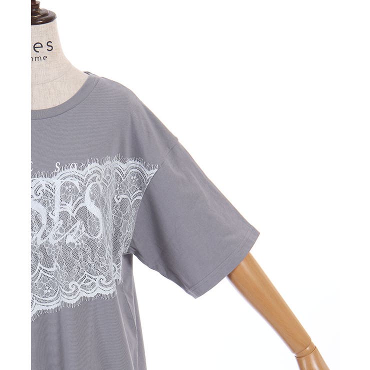 レース×ロゴビッグＴシャツ | axes femme | 詳細画像16 
