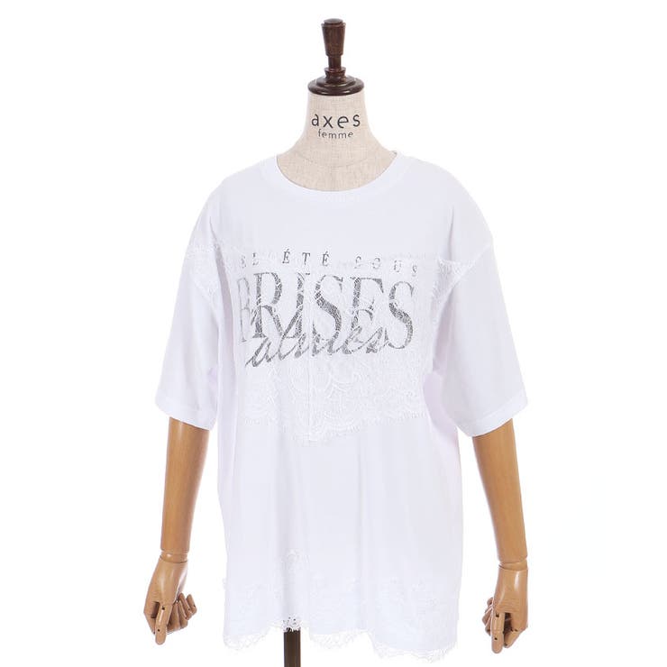 レース×ロゴビッグＴシャツ | axes femme | 詳細画像17 