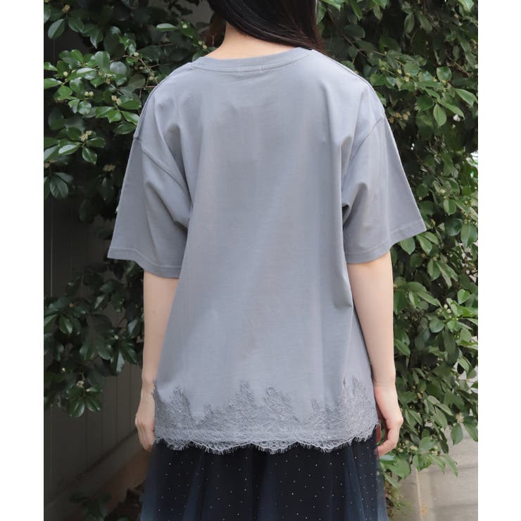 レース×ロゴビッグＴシャツ | axes femme | 詳細画像3 