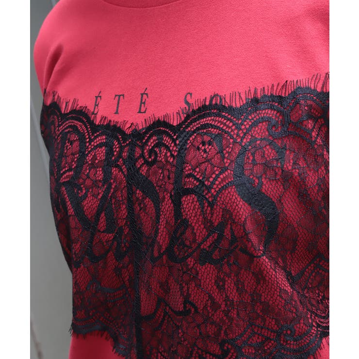 レース×ロゴビッグＴシャツ | axes femme | 詳細画像4 