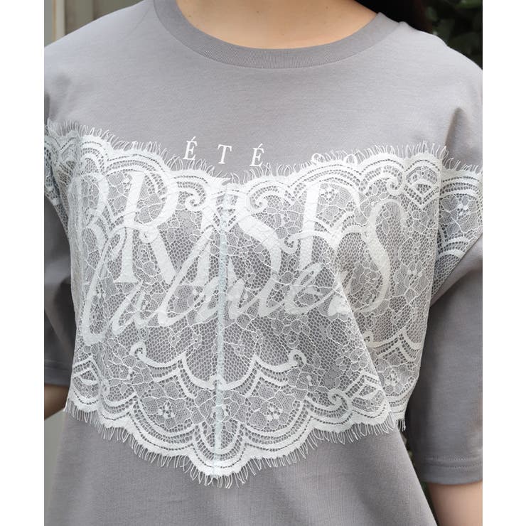 レース×ロゴビッグＴシャツ | axes femme | 詳細画像6 