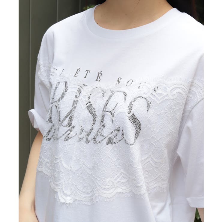 レース×ロゴビッグＴシャツ | axes femme | 詳細画像8 