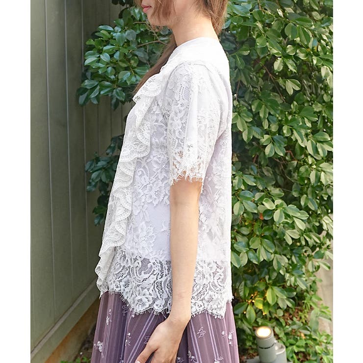レースレイヤードＴシャツ | axes femme | 詳細画像2 