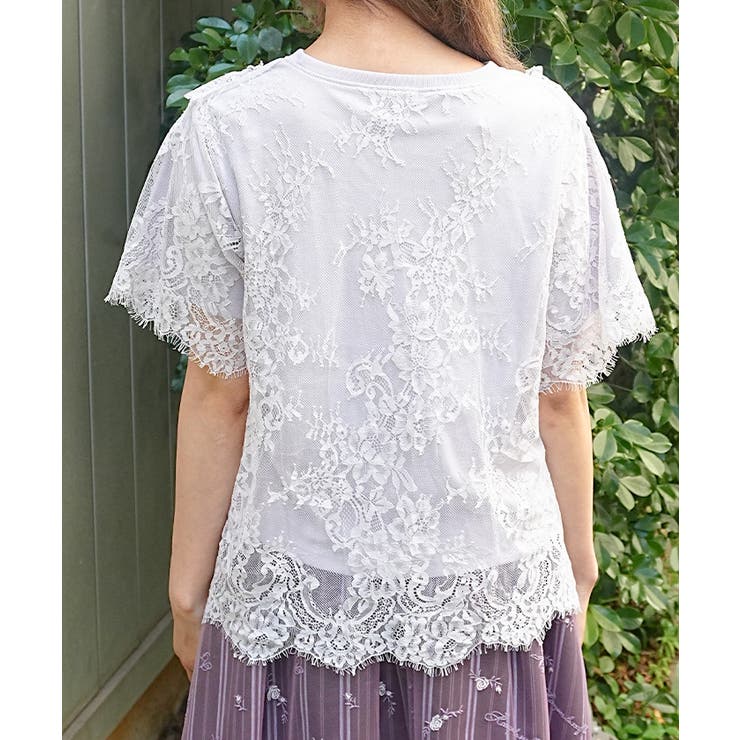 レースレイヤードＴシャツ | axes femme | 詳細画像3 