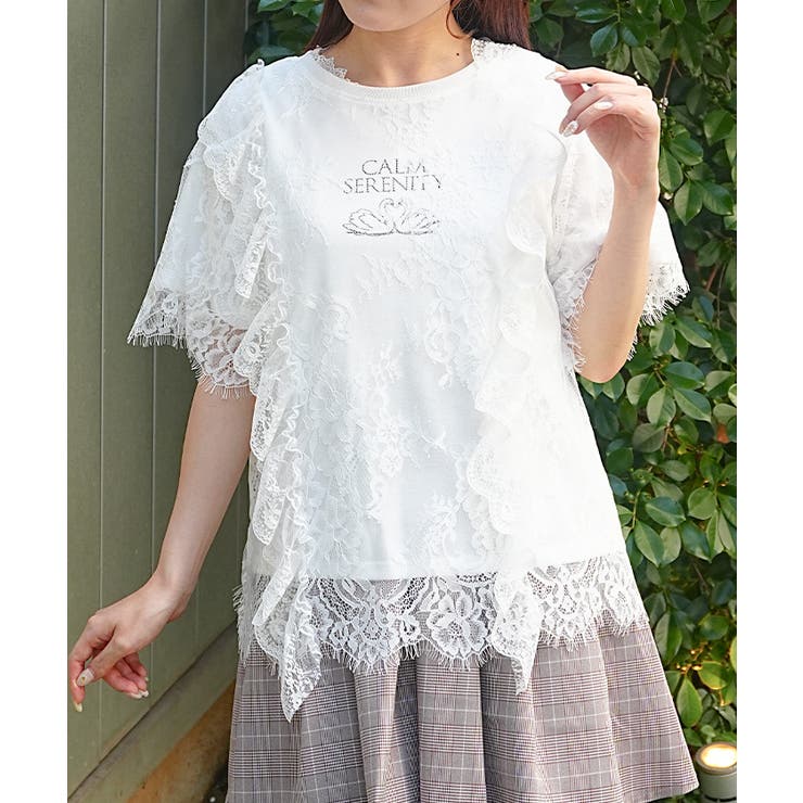 レースレイヤードＴシャツ | axes femme | 詳細画像6 