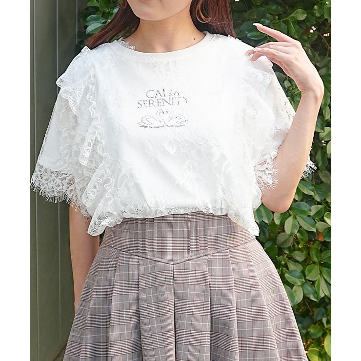 白 | レースレイヤードＴシャツ | axes femme